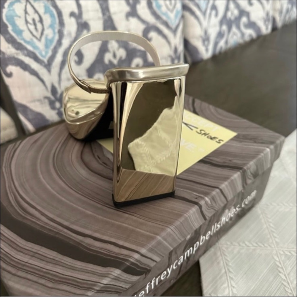 Jeffrey Campbell gold  high heel mules